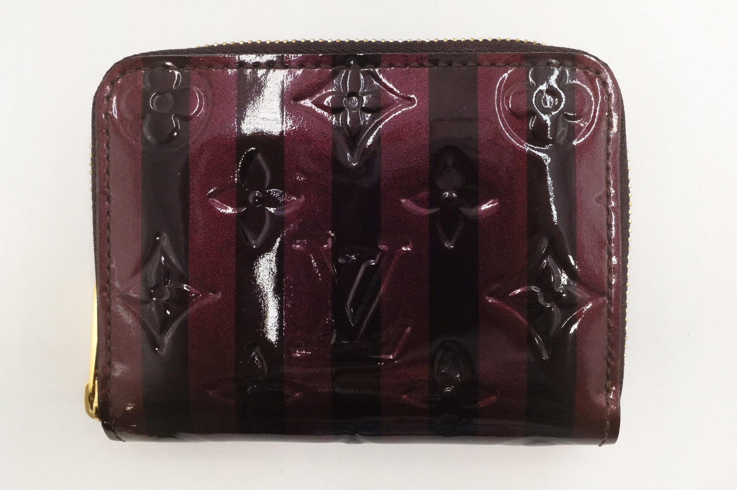 Louis Vuitton Zippy Coin Purse in Amarante Rayures Vernis Leather