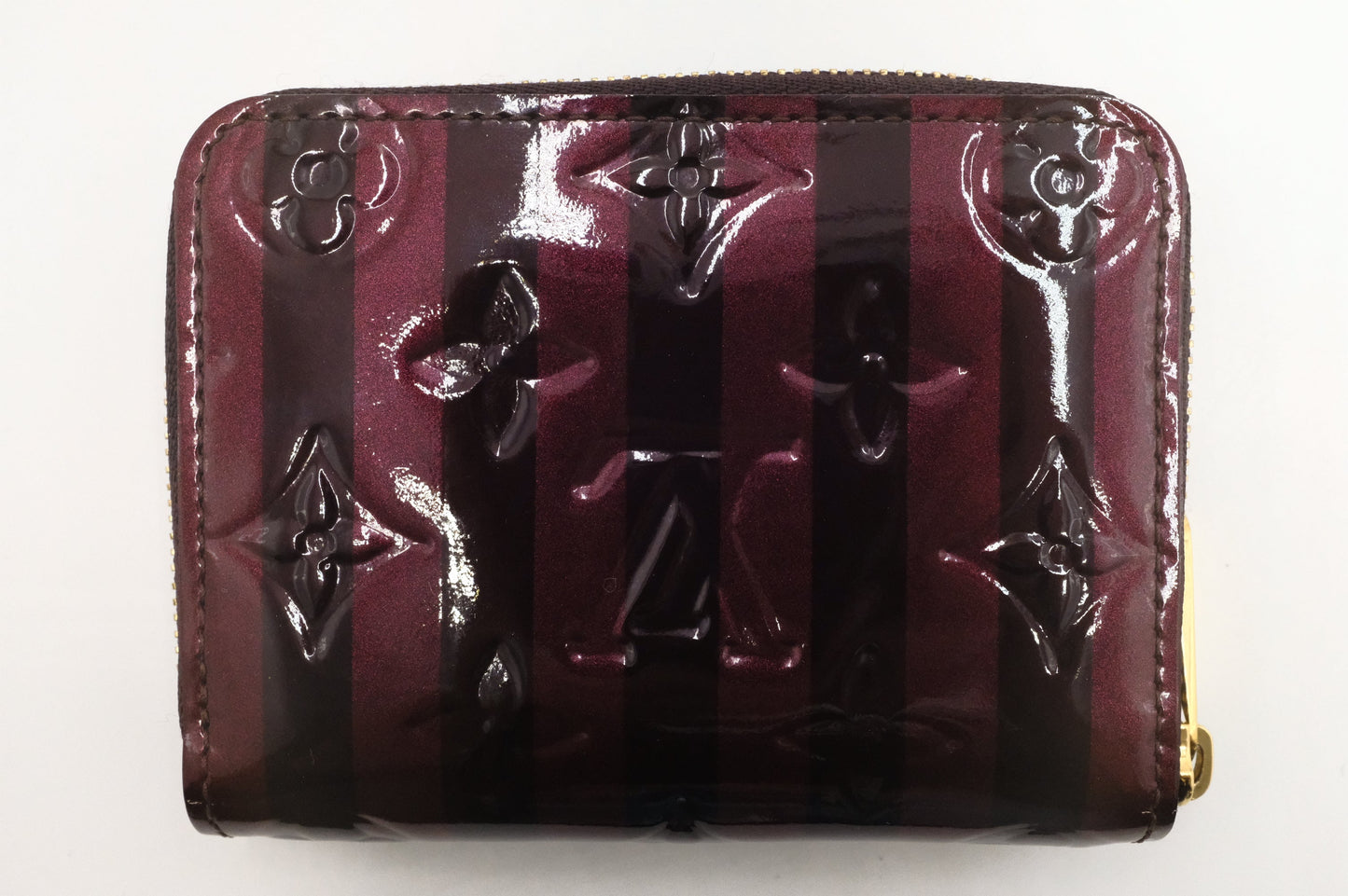 Louis Vuitton Zippy Coin Purse in Amarante Rayures Vernis Leather