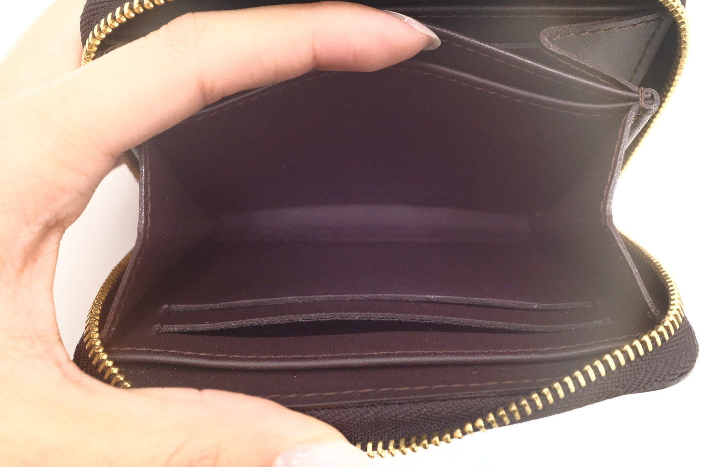 Louis Vuitton Zippy Coin Purse in Amarante Rayures Vernis Leather