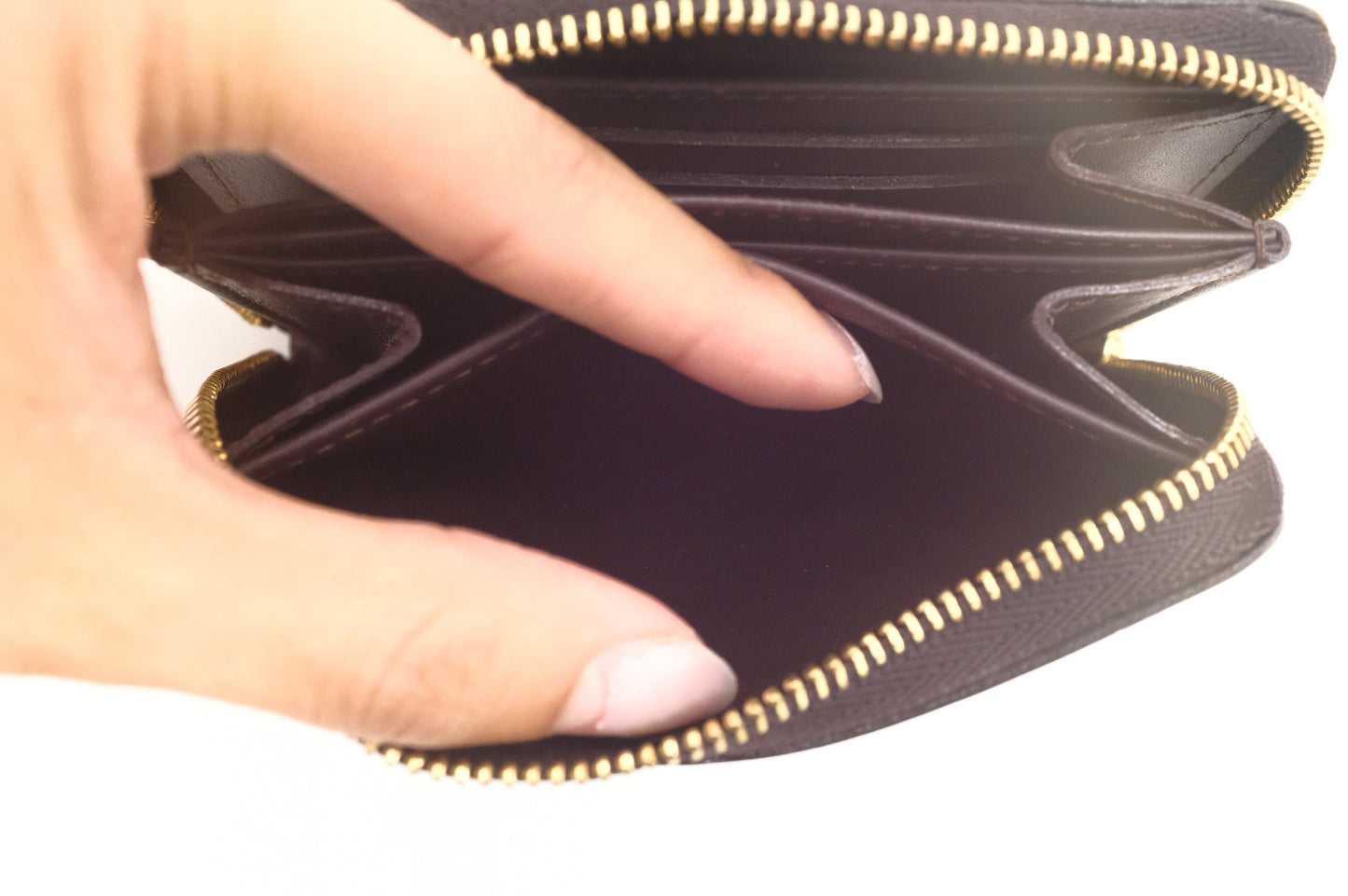 Louis Vuitton Zippy Coin Purse in Amarante Rayures Vernis Leather