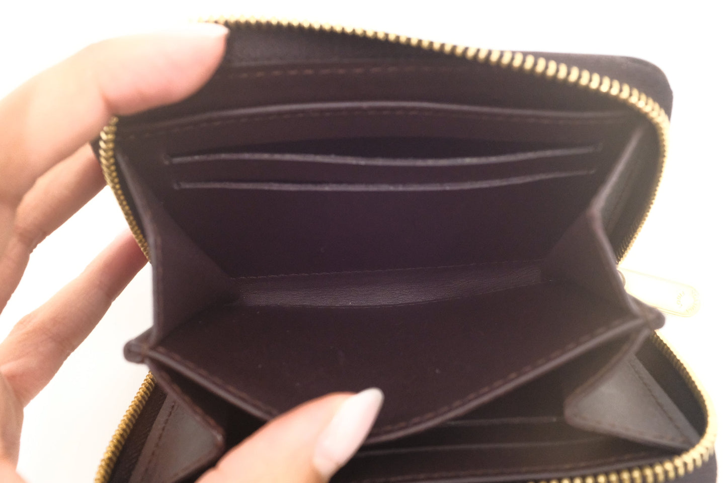 Louis Vuitton Zippy Coin Purse in Amarante Rayures Vernis Leather