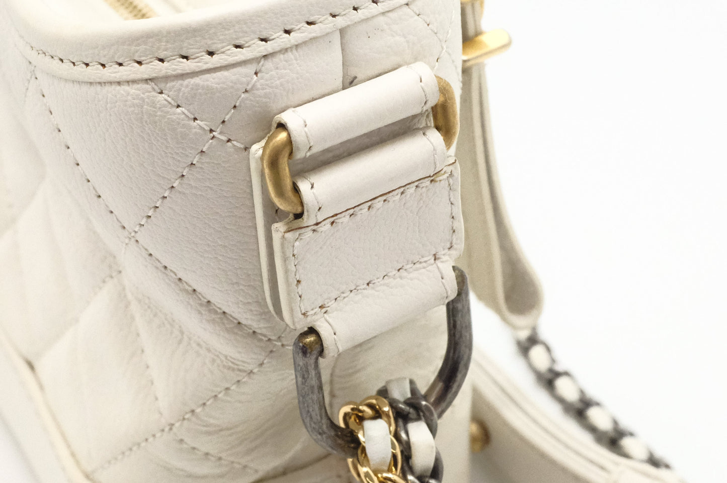 Chanel Small Gabrielle Hobo Bag in White Leather