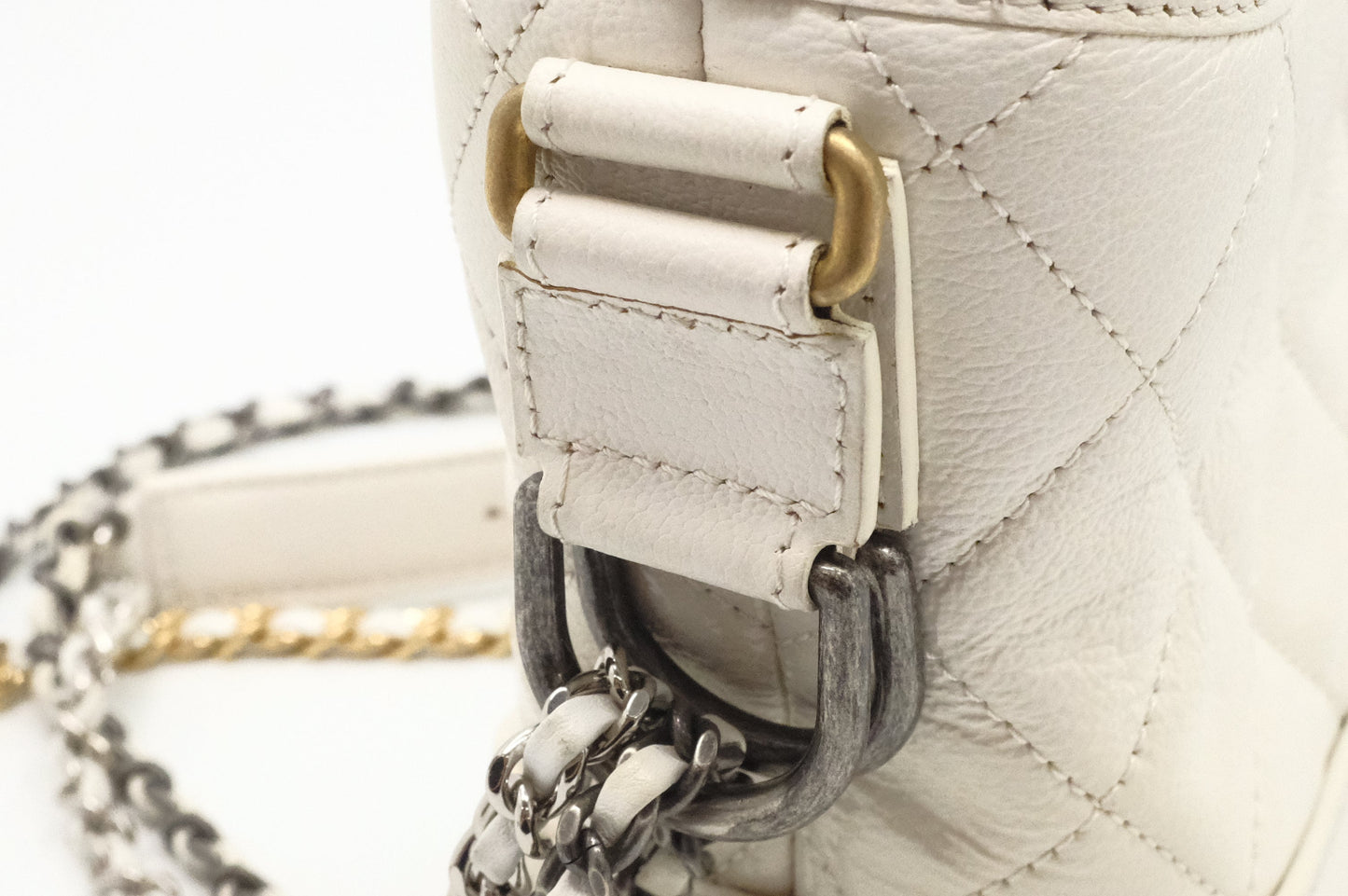 Chanel Small Gabrielle Hobo Bag in White Leather