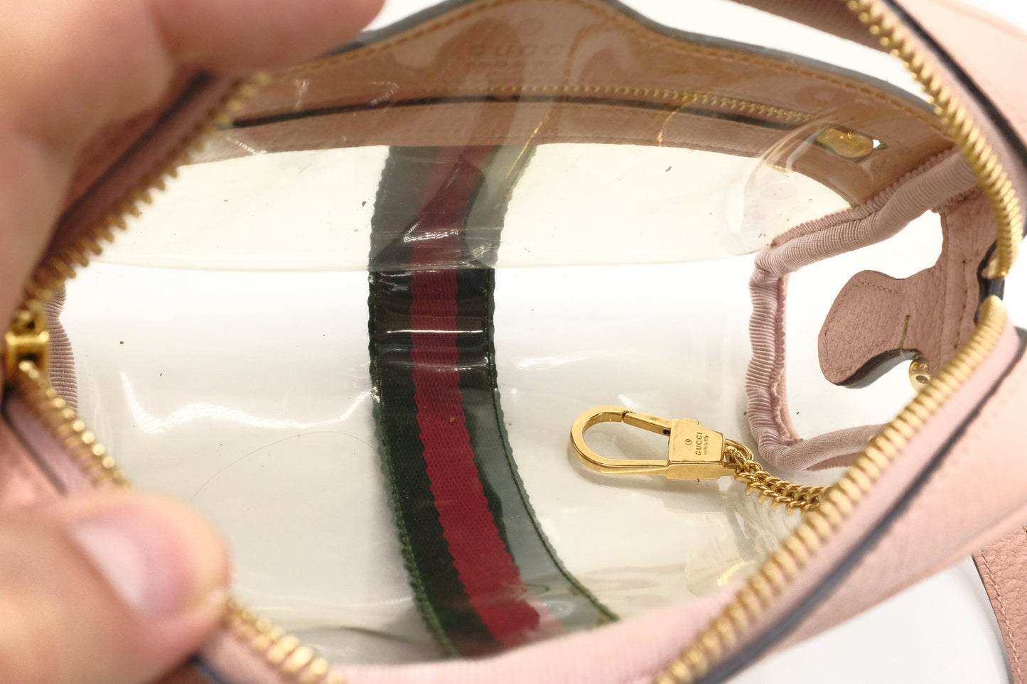 Gucci Ophidia Crossbody in Clear PVC and Pink Leather