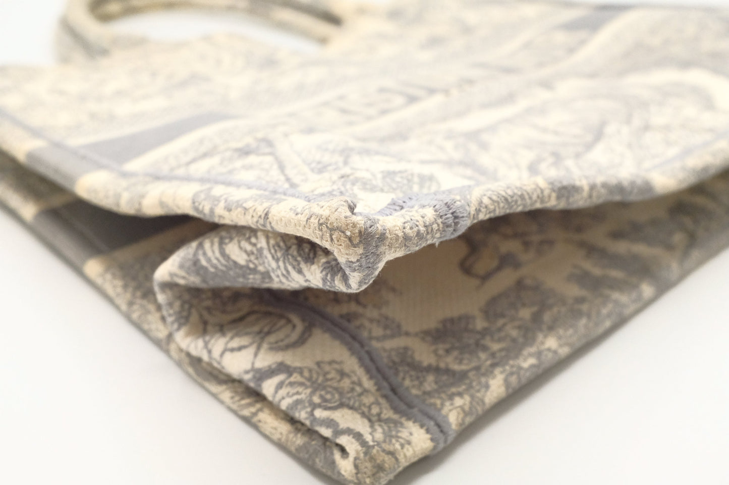 Dior Medium Book Tote in Gray Ecru Toile De Jouy Reverse Embroidery