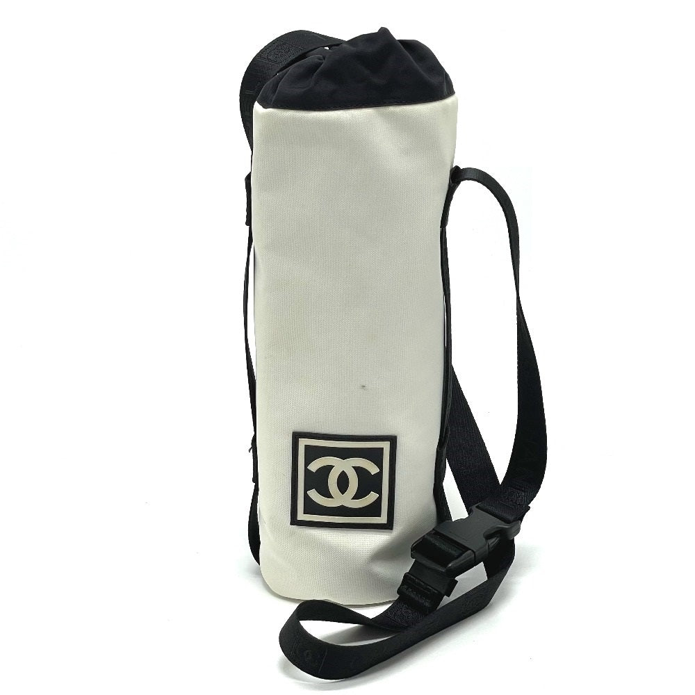 CHANEL Shoulder Bag Nylon White x black Sports Line CCCOCO Mark drink bag Women Used