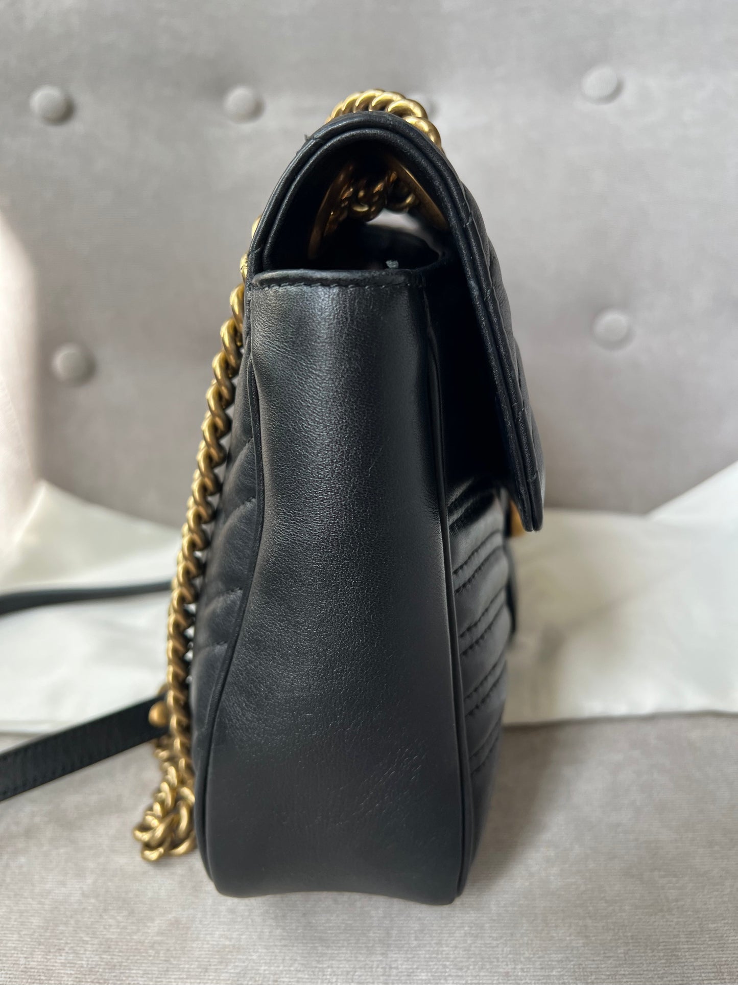 Gucci GG Black Marmont Medium Shoulder Bag