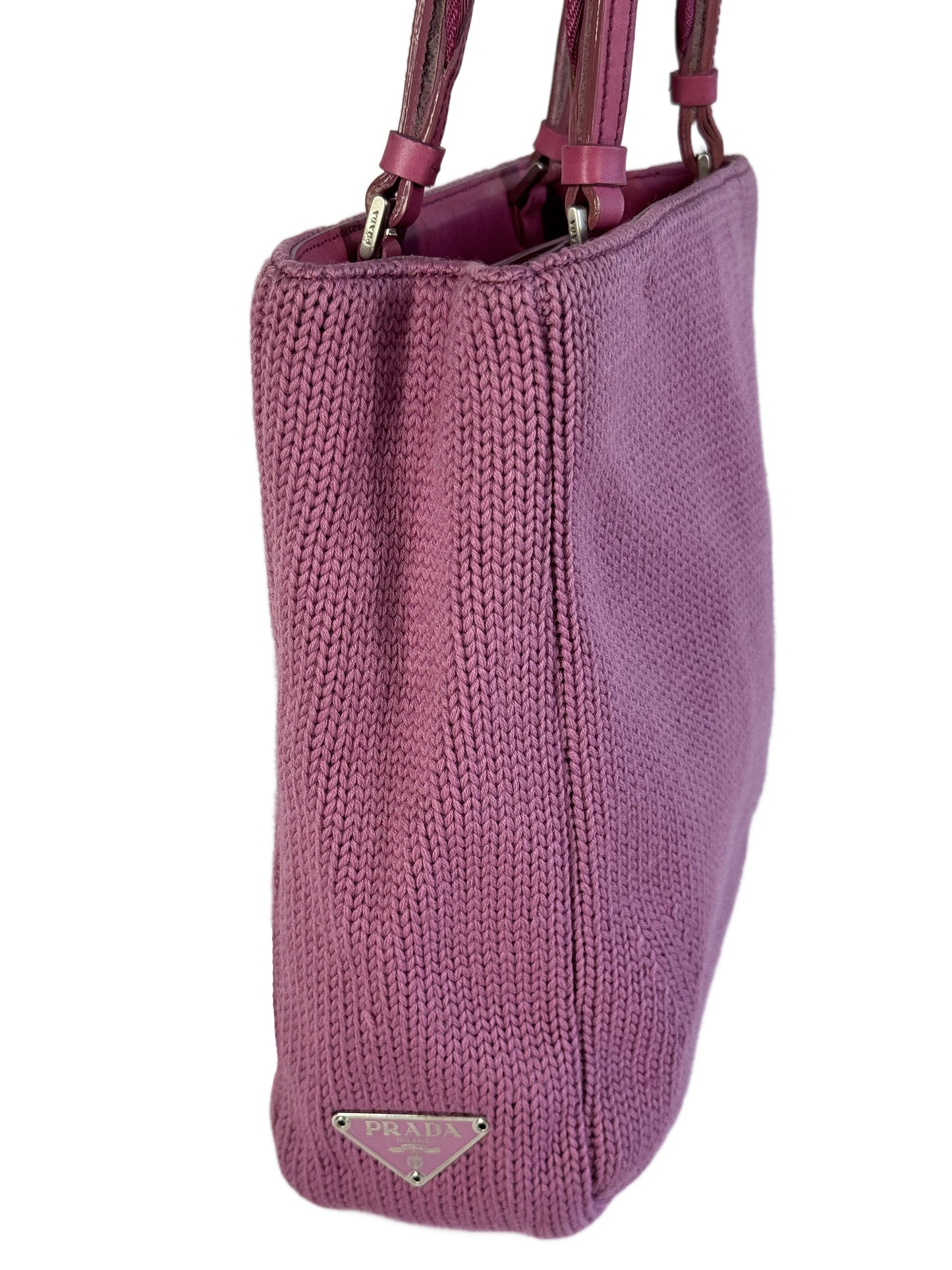 Prada Vintage Pink Wool Knit Small Shoulder Bag