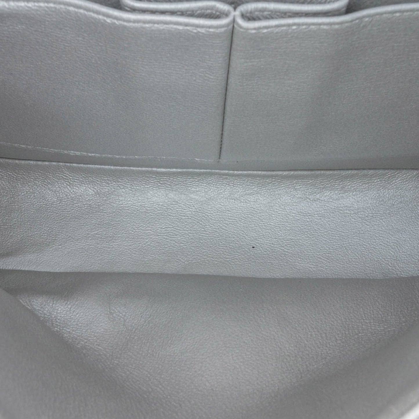 Silver Chanel Medium Classic Perforated Lambskin Double Flap Shoulder Bag