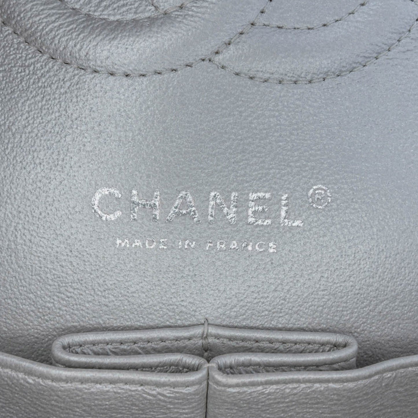 Silver Chanel Medium Classic Perforated Lambskin Double Flap Shoulder Bag