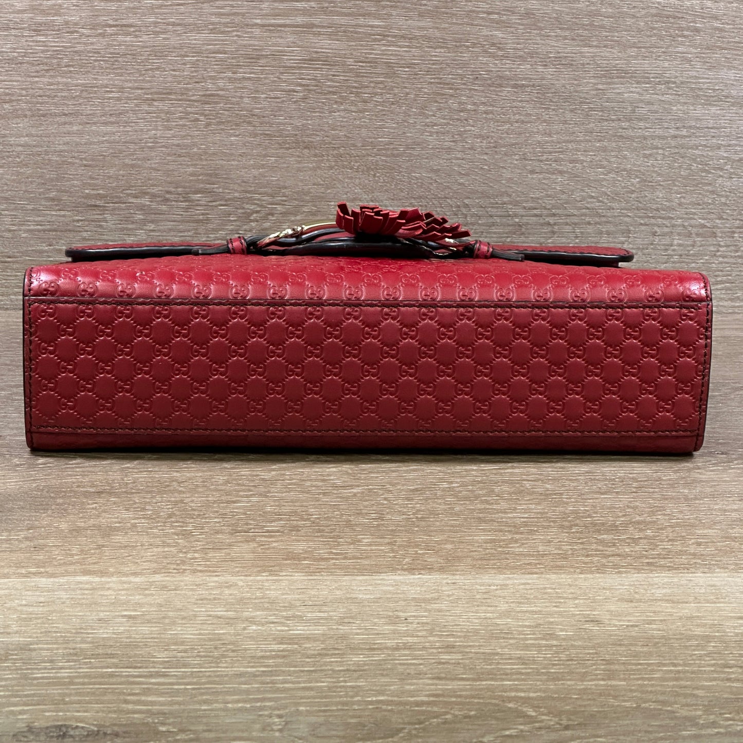 Gucci Emily Chain Flap Shoulder Bag - Red Micro Guccissima Leather (Medium)