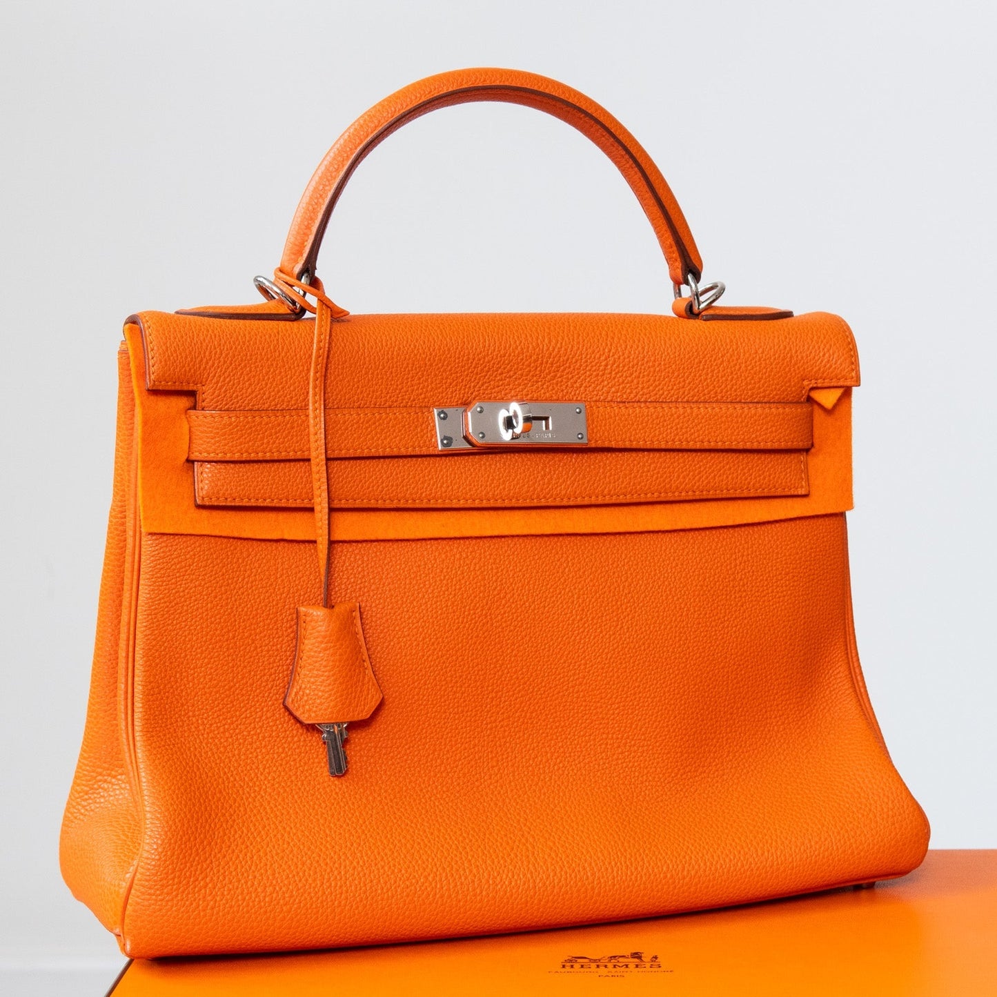 Hermes Orange Kelly 32 Retourne Bag