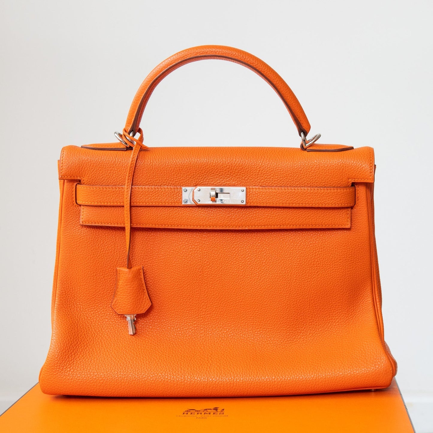 Hermes Orange Kelly 32 Retourne Bag