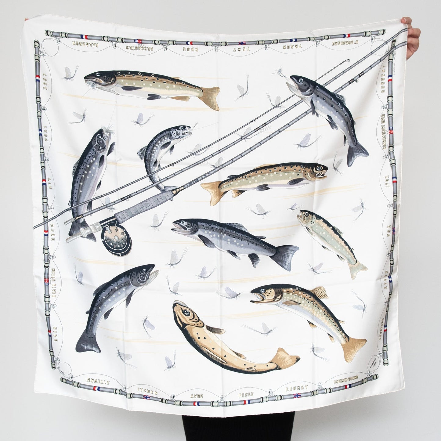 Hermes Silk Scarf Les Truites Masson 90 cm
