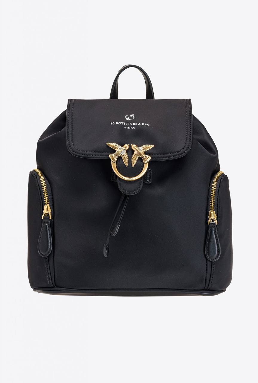 Original Pinko Recycled Backpack Limo Black Block
