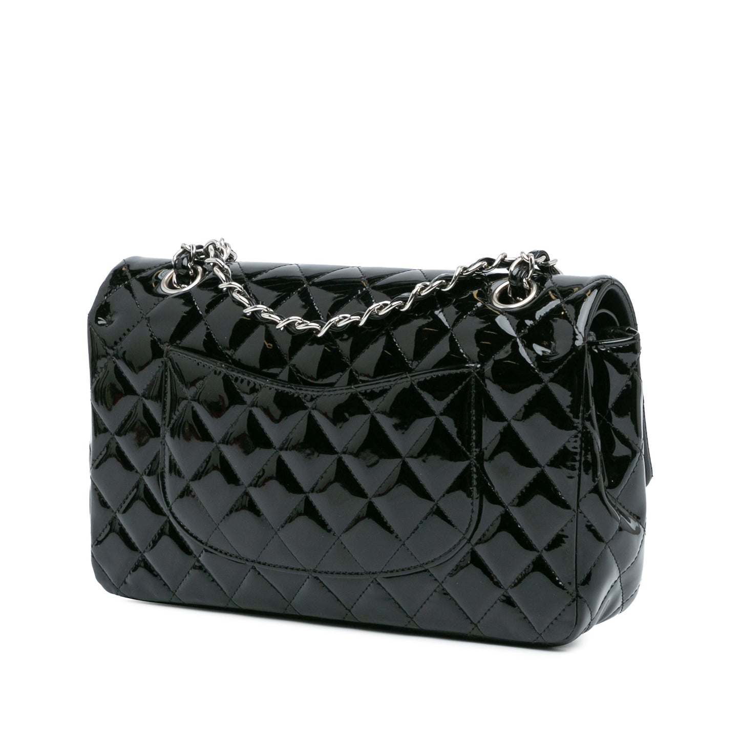 Black Chanel Medium Classic Patent Double Flap Shoulder Bag