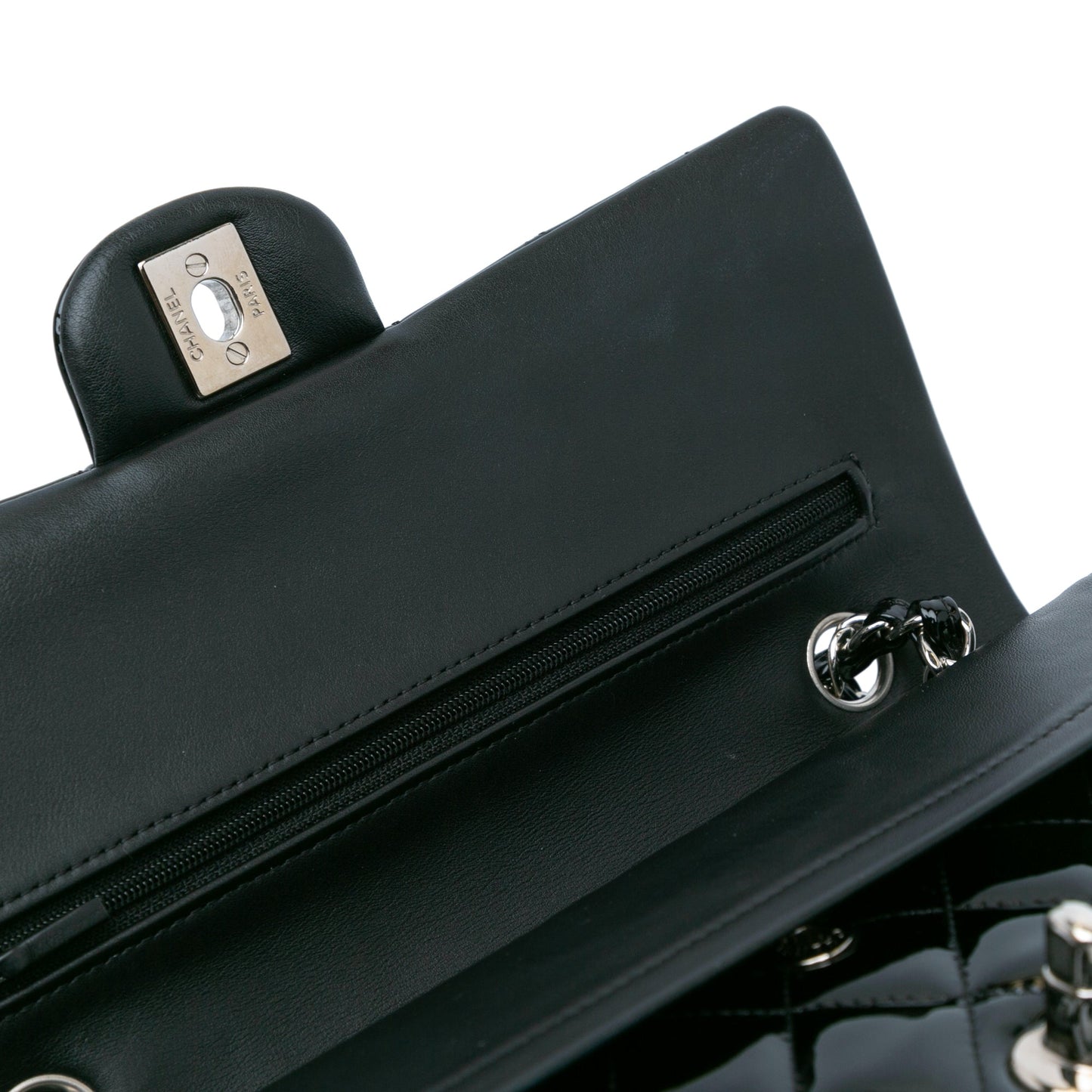 Black Chanel Medium Classic Patent Double Flap Shoulder Bag
