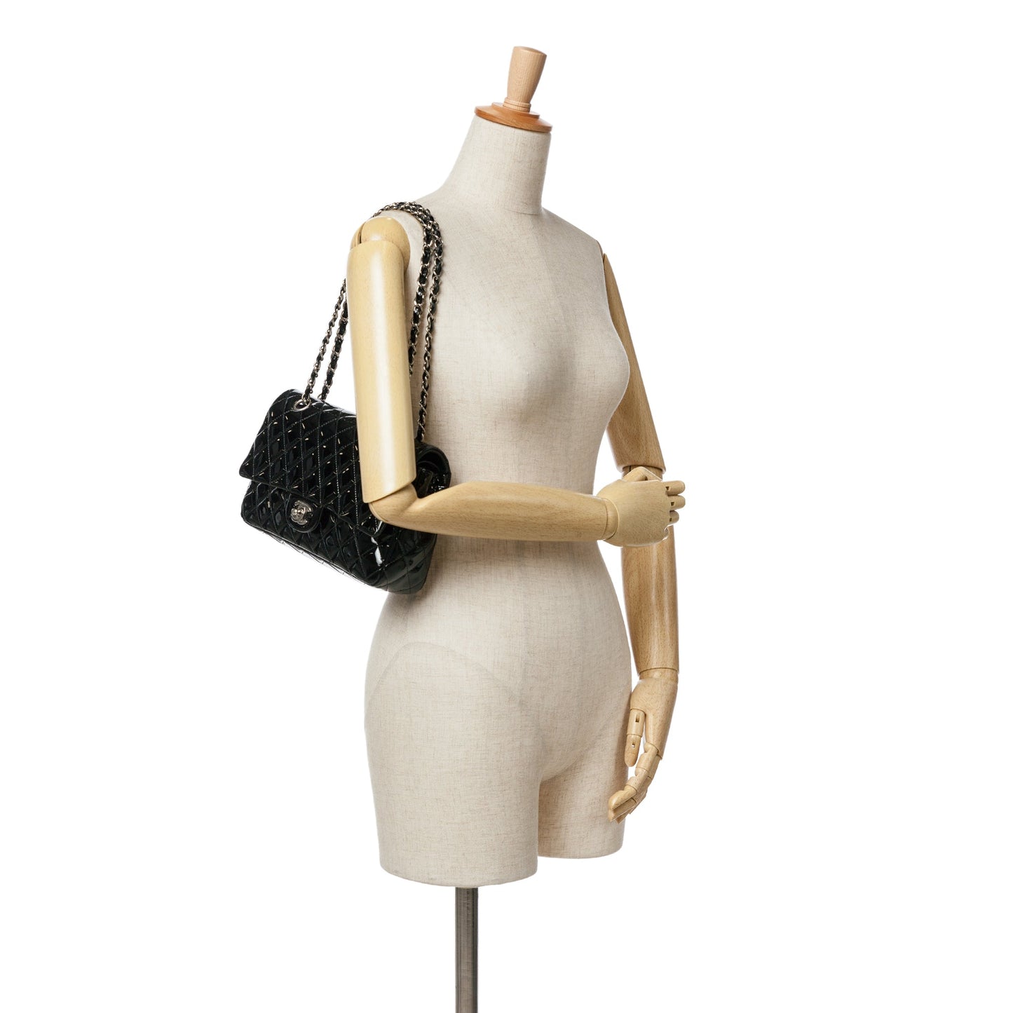 Black Chanel Medium Classic Patent Double Flap Shoulder Bag