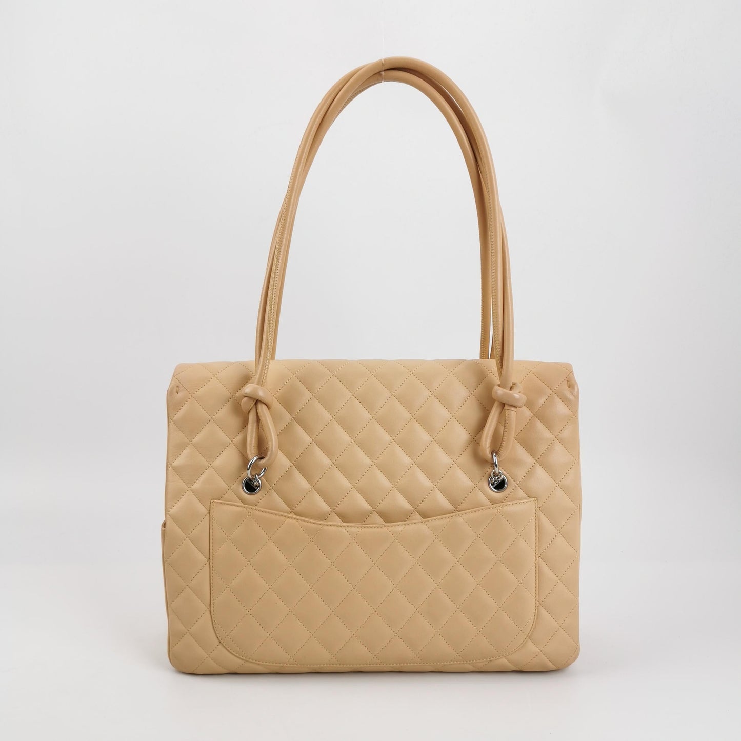 Chanel Cambon Flap Maxi Beige Calfskin Leather Double Strap Shoulder Bag