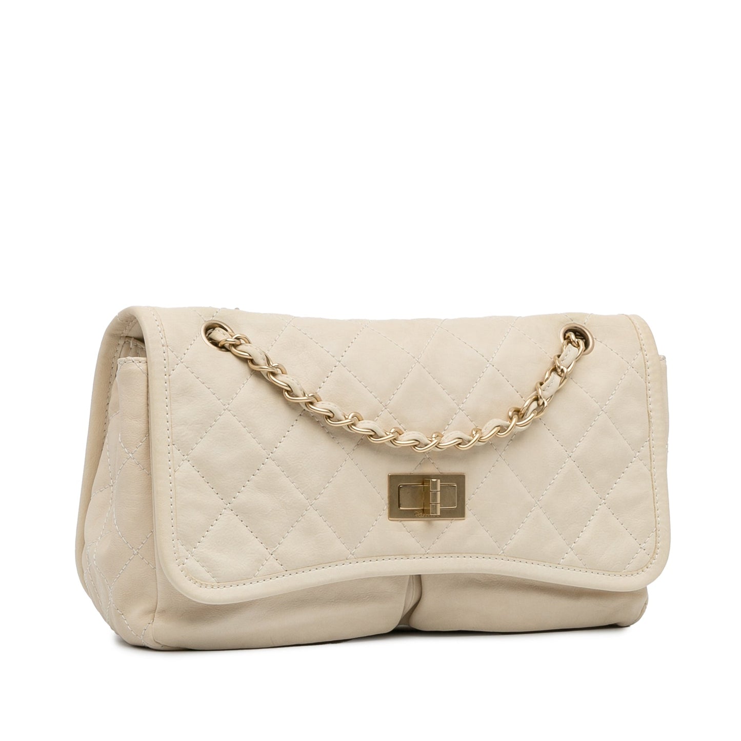 White Chanel Natural Beauty Split Pocket Shoulder Bag