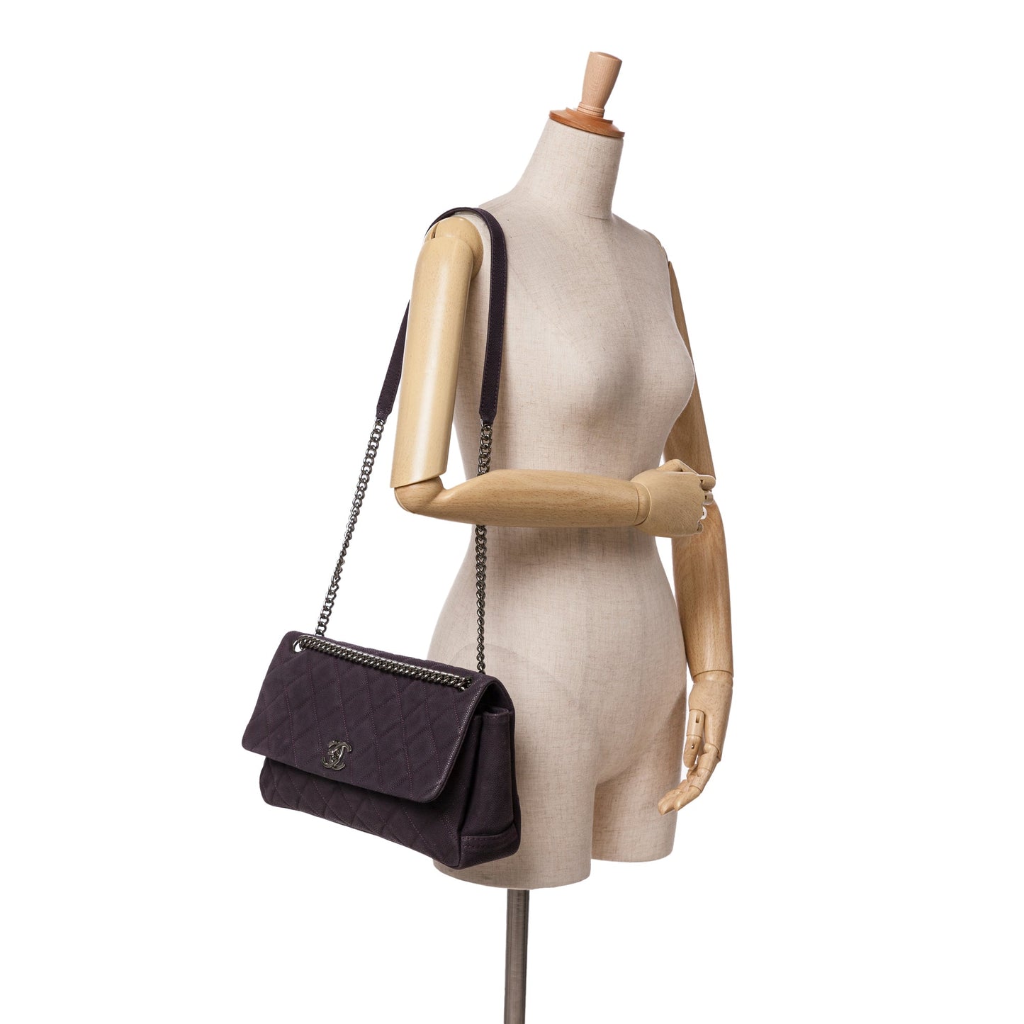 Purple Chanel Quilted Iridescent Caviar Lady Pearly Flap Shoulder Bag