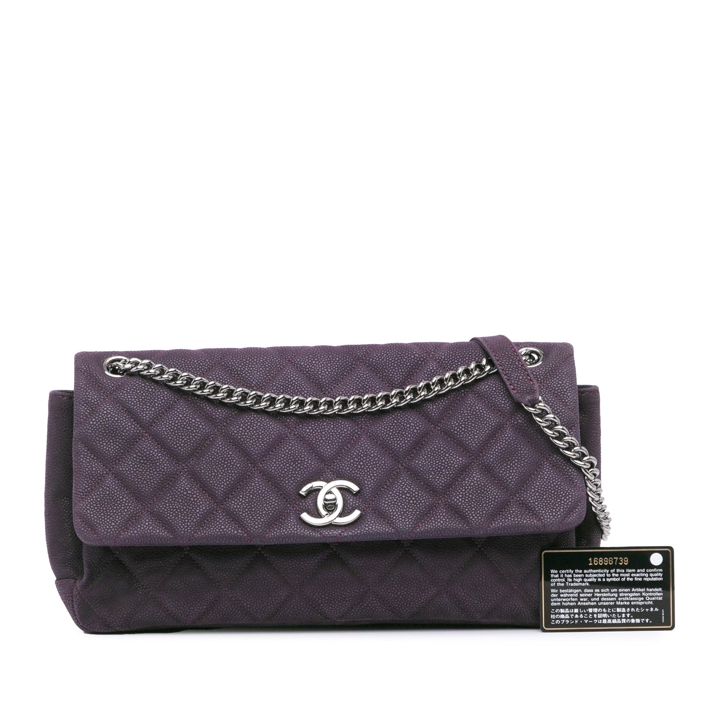 Purple Chanel Quilted Iridescent Caviar Lady Pearly Flap Shoulder Bag