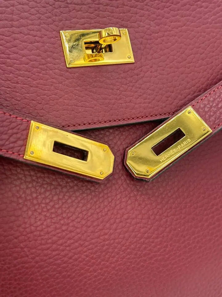 Hermes Rouge Clemence Leather Kelly 40