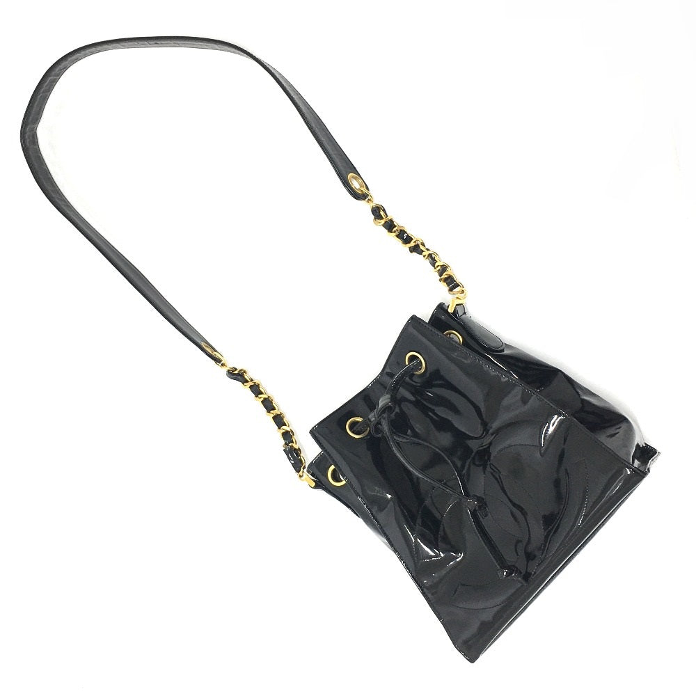 CHANEL Shoulder Bag Patent leather black CCCOCO Mark purse Women Used