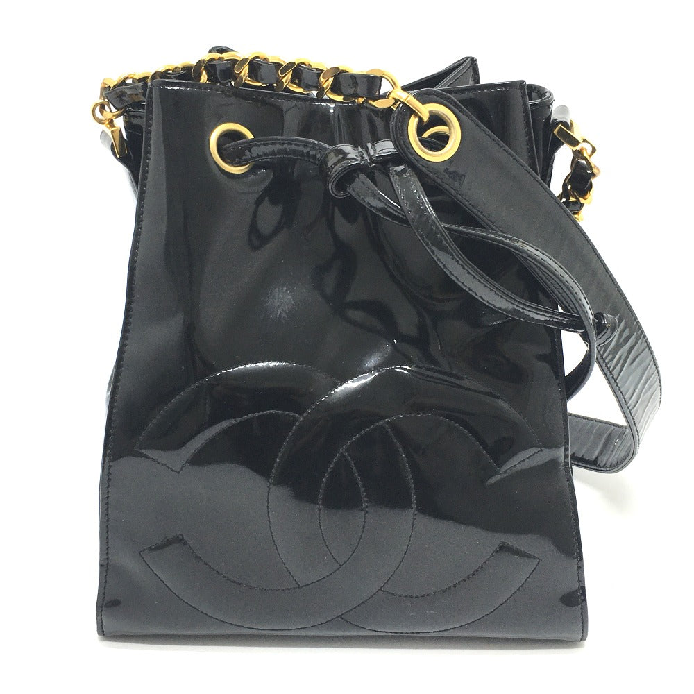 CHANEL Shoulder Bag Patent leather black CCCOCO Mark purse Women Used