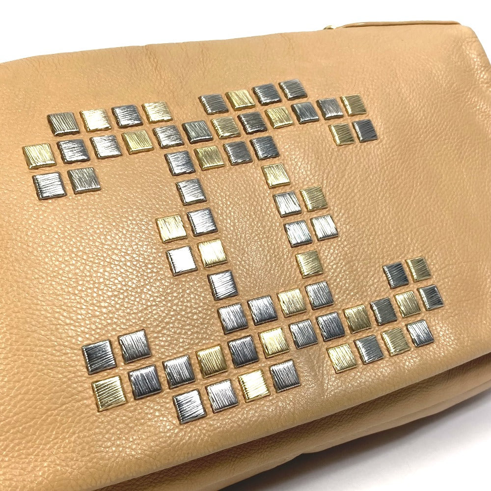 CHANEL Shoulder Bag lambskin beige CC COCO Mark WChain Bag Flap Women Used