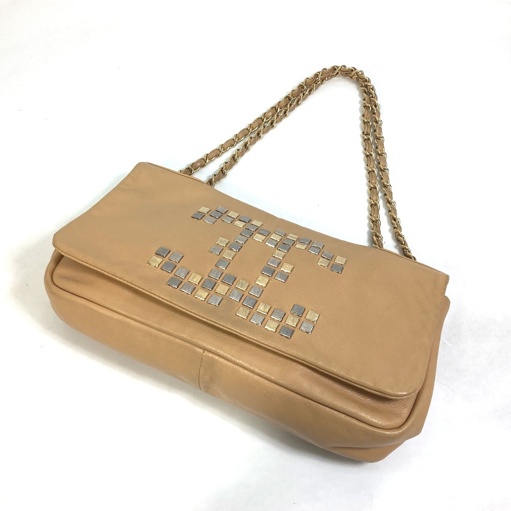 CHANEL Shoulder Bag lambskin beige CC COCO Mark WChain Bag Flap Women Used
