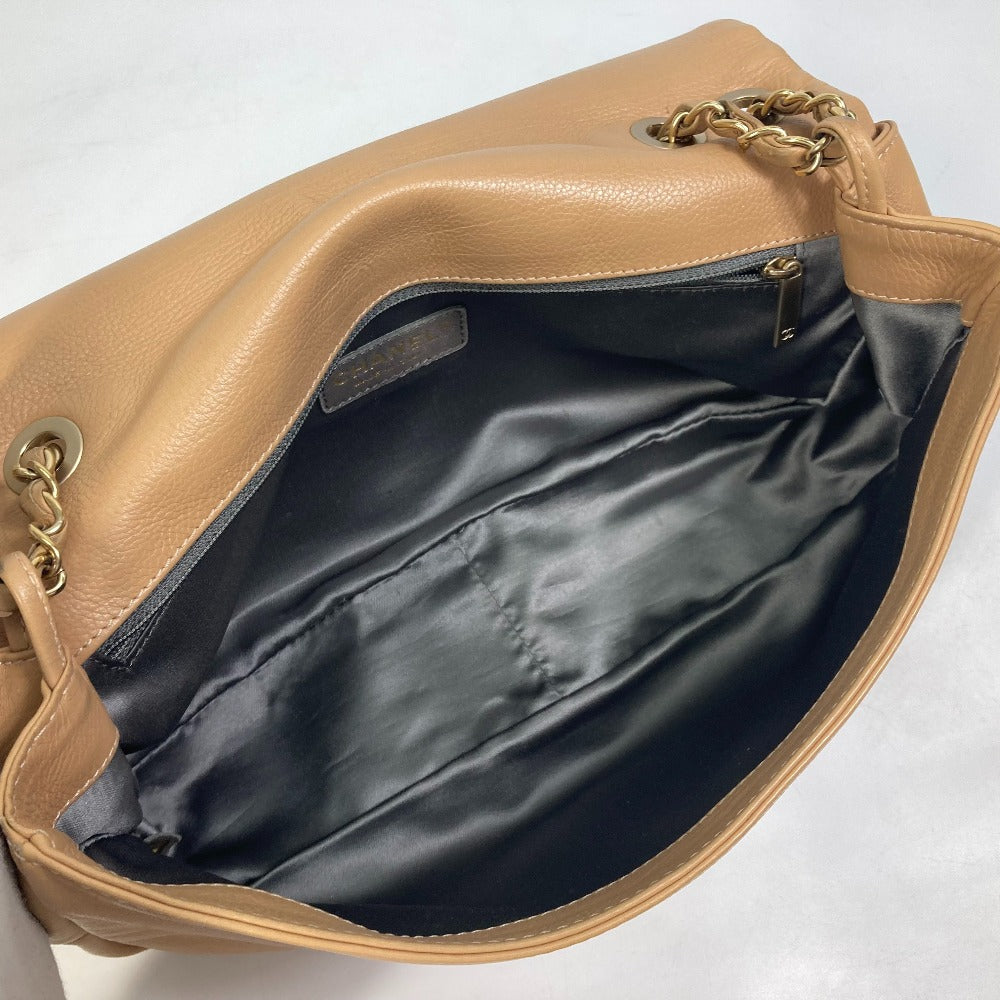 CHANEL Shoulder Bag lambskin beige CC COCO Mark WChain Bag Flap Women Used