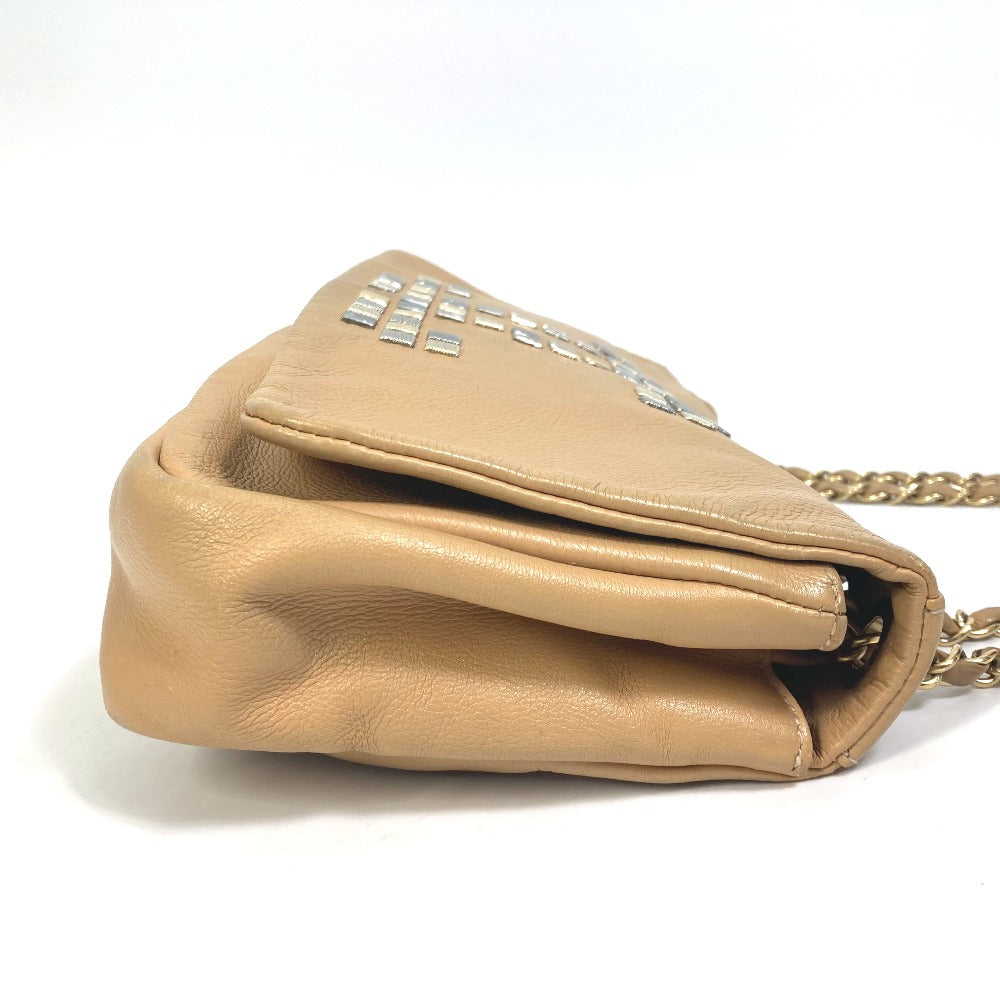 CHANEL Shoulder Bag lambskin beige CC COCO Mark WChain Bag Flap Women Used