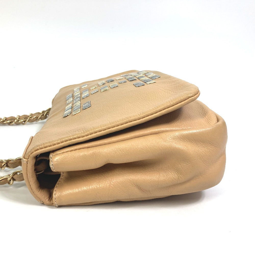 CHANEL Shoulder Bag lambskin beige CC COCO Mark WChain Bag Flap Women Used