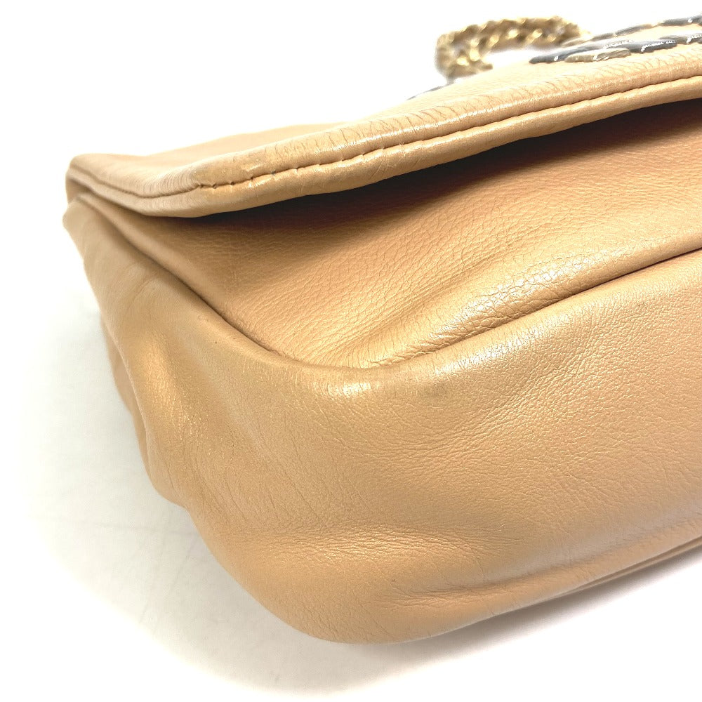 CHANEL Shoulder Bag lambskin beige CC COCO Mark WChain Bag Flap Women Used