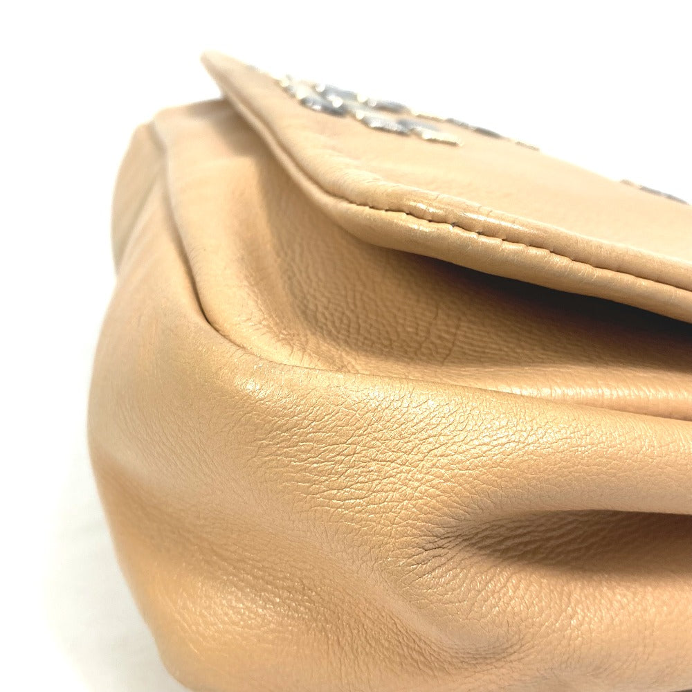 CHANEL Shoulder Bag lambskin beige CC COCO Mark WChain Bag Flap Women Used