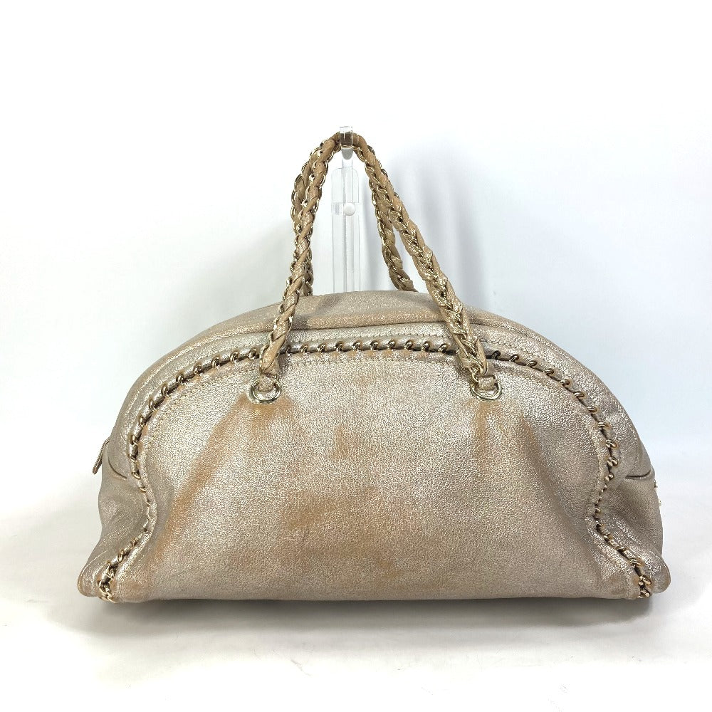 CHANEL Shoulder Bag A31405 leather Champagne Gold CC COCO Mark Mini Boston Duffel bag Luxury line Women Used