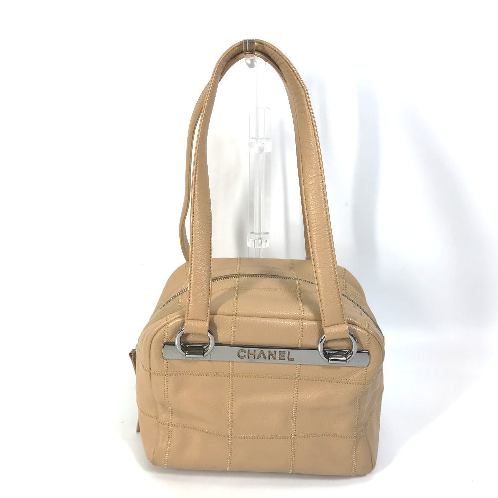 CHANEL Handbag lambskin beige Shoulder Bag Shoulder Bag chocolate bar quilting Women Used