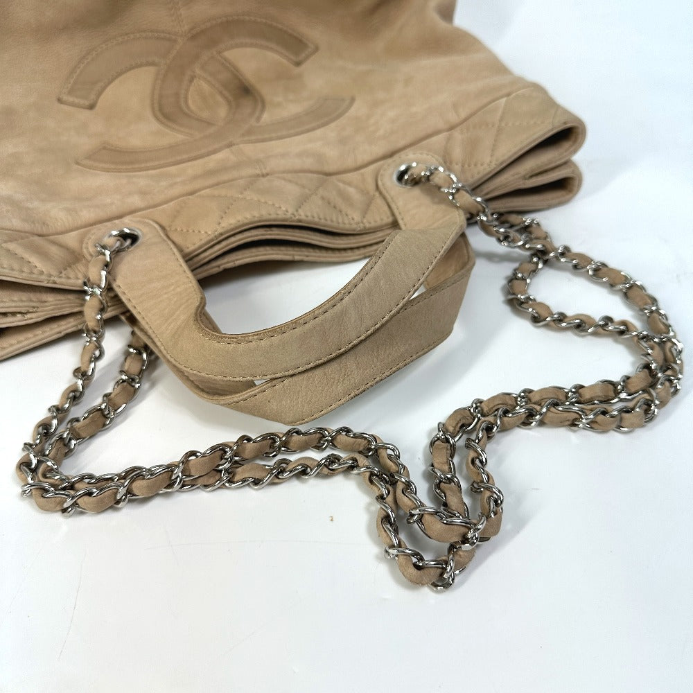 CHANEL Shoulder Bag suede beige COCO Mark Women Used