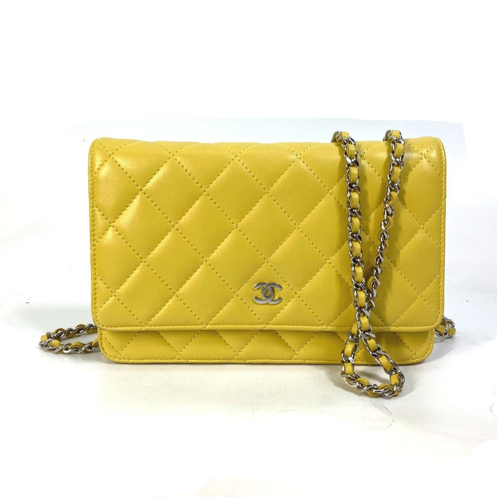 CHANEL Shoulder Bag AP0250 lambskin yellow CC COCO Mark Matrasse quilting