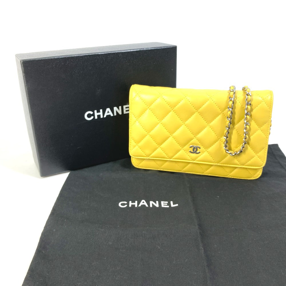 CHANEL Shoulder Bag AP0250 lambskin yellow CC COCO Mark Matrasse quilting