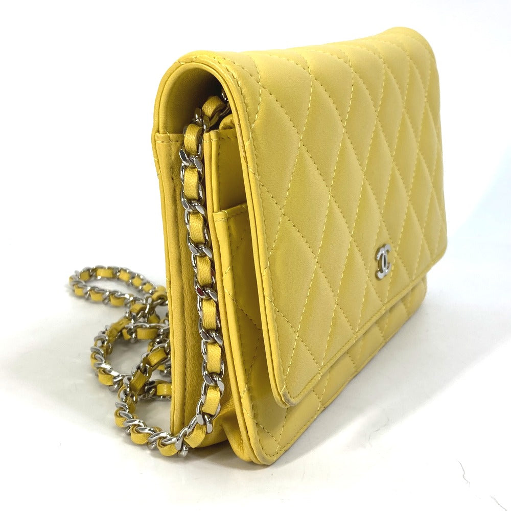 CHANEL Shoulder Bag AP0250 lambskin yellow CC COCO Mark Matrasse quilting