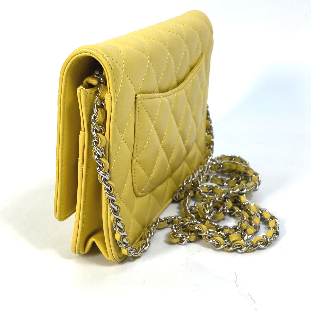 CHANEL Shoulder Bag AP0250 lambskin yellow CC COCO Mark Matrasse quilting