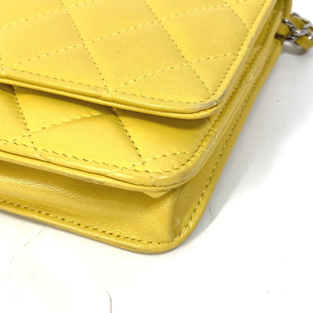 CHANEL Shoulder Bag AP0250 lambskin yellow CC COCO Mark Matrasse quilting