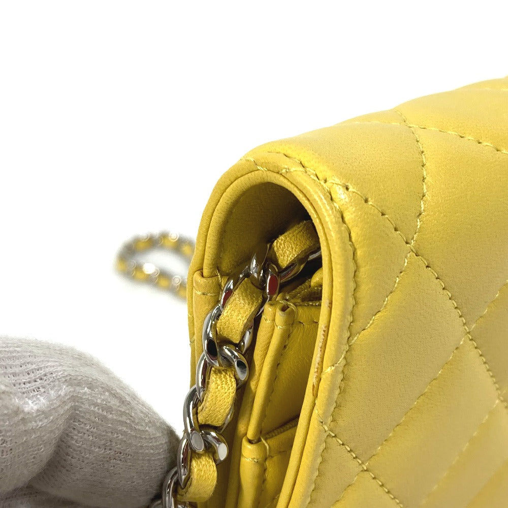 CHANEL Shoulder Bag AP0250 lambskin yellow CC COCO Mark Matrasse quilting