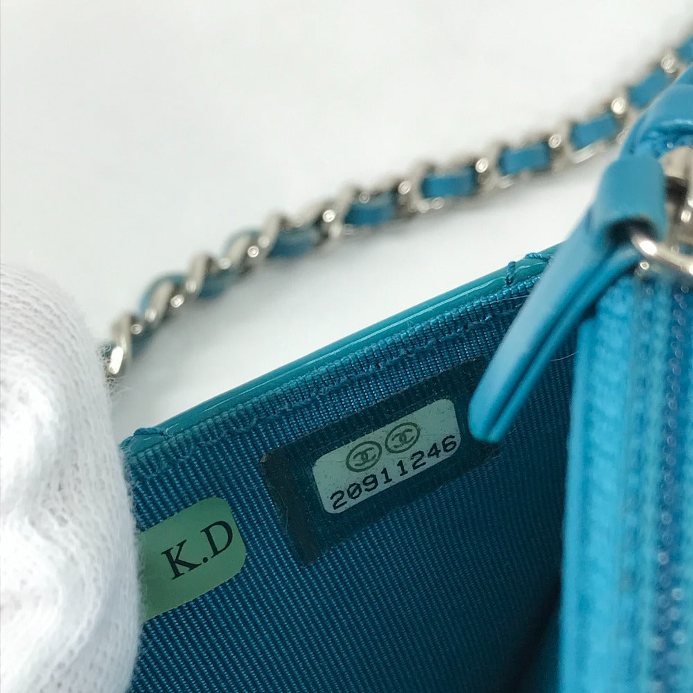 CHANEL Shoulder Bag enamel Blue type 2.55 Hardware Matrasse quilting Women Used