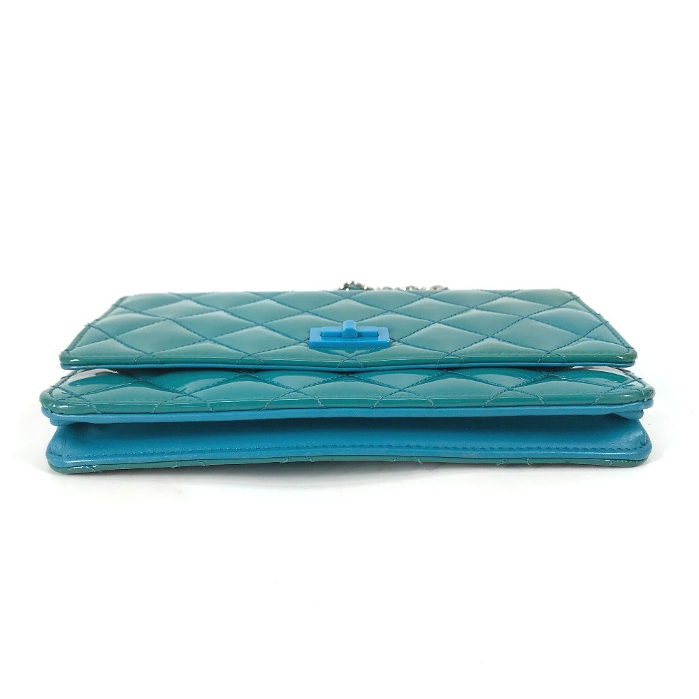 CHANEL Shoulder Bag enamel Blue type 2.55 Hardware Matrasse quilting Women Used