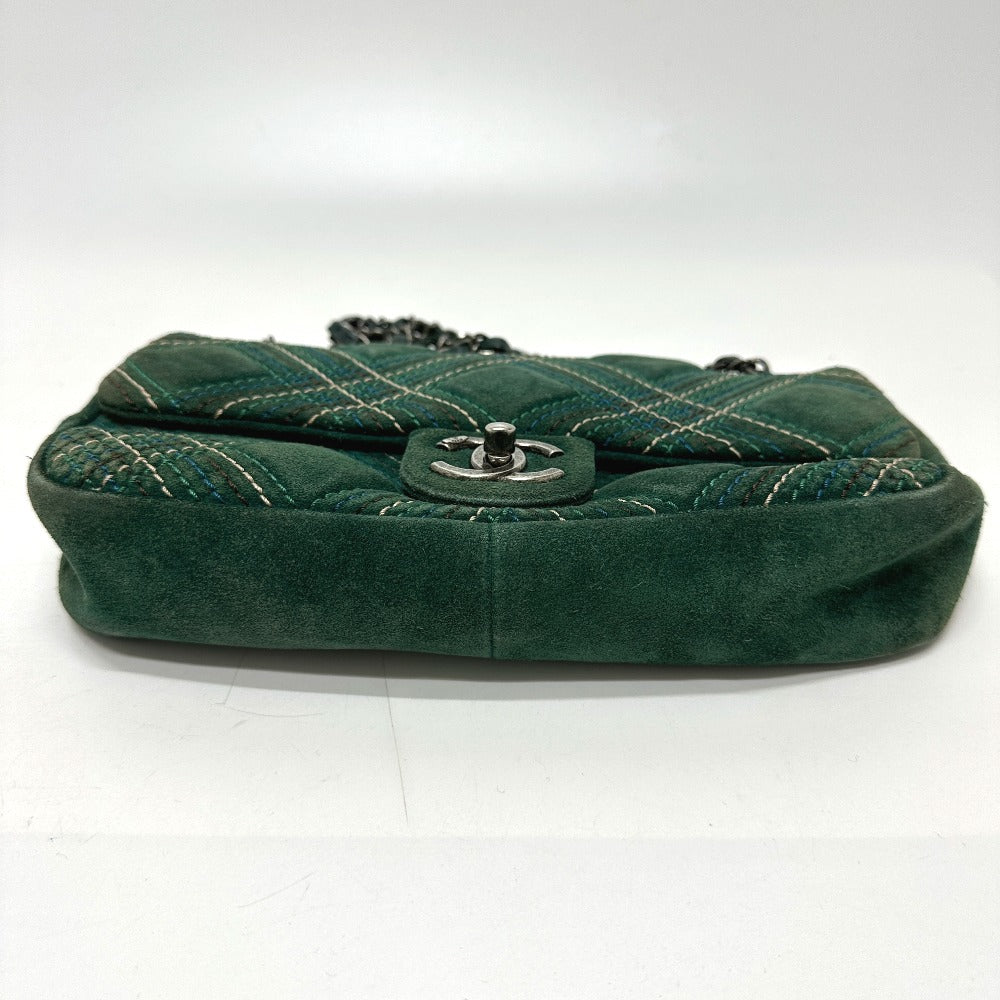 CHANEL Shoulder Bag suede green CC COCO Mark Matrasse 25 Women Used