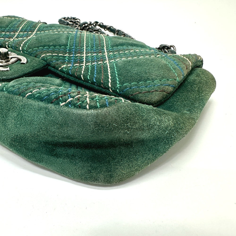 CHANEL Shoulder Bag suede green CC COCO Mark Matrasse 25 Women Used