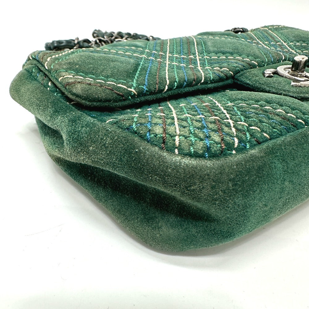 CHANEL Shoulder Bag suede green CC COCO Mark Matrasse 25 Women Used